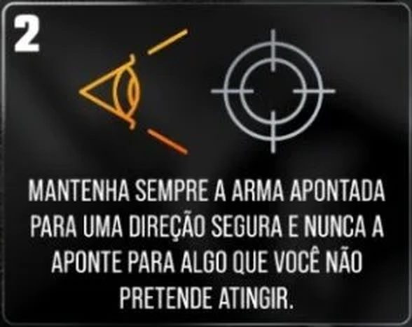 Regra 2: mantenha sempre a arma apontada para uma direção segura.